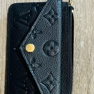 Louis Vuitton Textured Black Wallet with Gold Button
